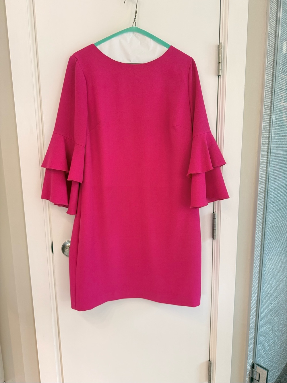 Trina Turk Hot Pink Flounce Ruffle  Shift Dress Sz 6